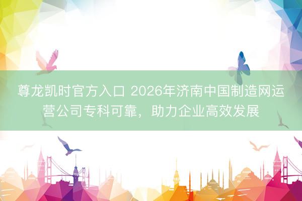 尊龙凯时官方入口 2026年济南中国制造网运营公司专科可靠，助力企业高效发展