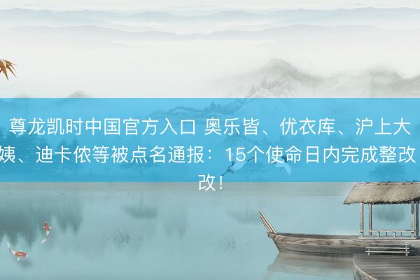 尊龙凯时中国官方入口 奥乐皆、优衣库、沪上大姨、迪卡侬等被点名通报：15个使命日内完成整改！