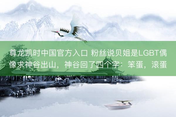 尊龙凯时中国官方入口 粉丝说贝姐是LGBT偶像求神谷出山，神谷回了四个字：笨蛋，滚蛋