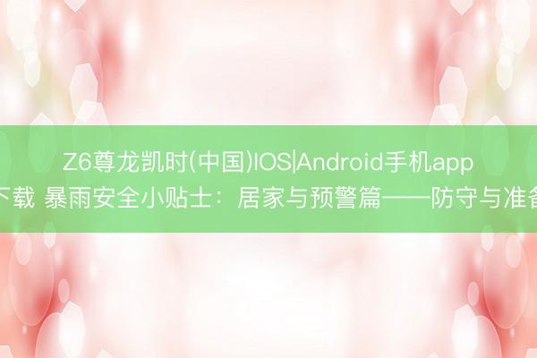 Z6尊龙凯时(中国)IOS|Android手机app下载 暴雨安全小贴士：居家与预警篇——防守与准备