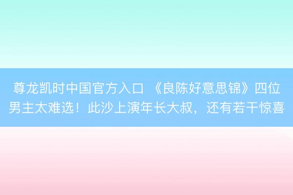 尊龙凯时中国官方入口 《良陈好意思锦》四位男主太难选！此沙上演年长大叔，还有若干惊喜
