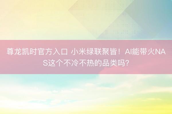 尊龙凯时官方入口 小米绿联聚皆！AI能带火NAS这个不冷不热的品类吗？